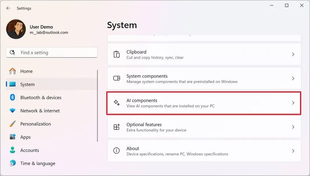 AI Components settings