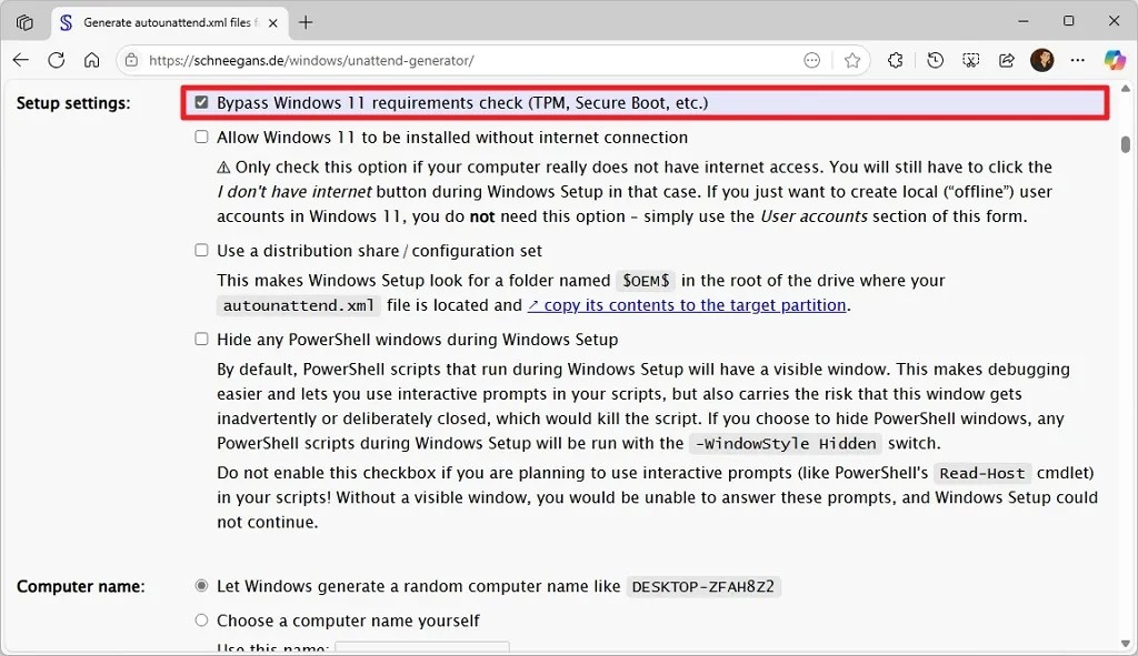 Bypass Windows 11 requirements check (TPM, Secure Boot, etc.)