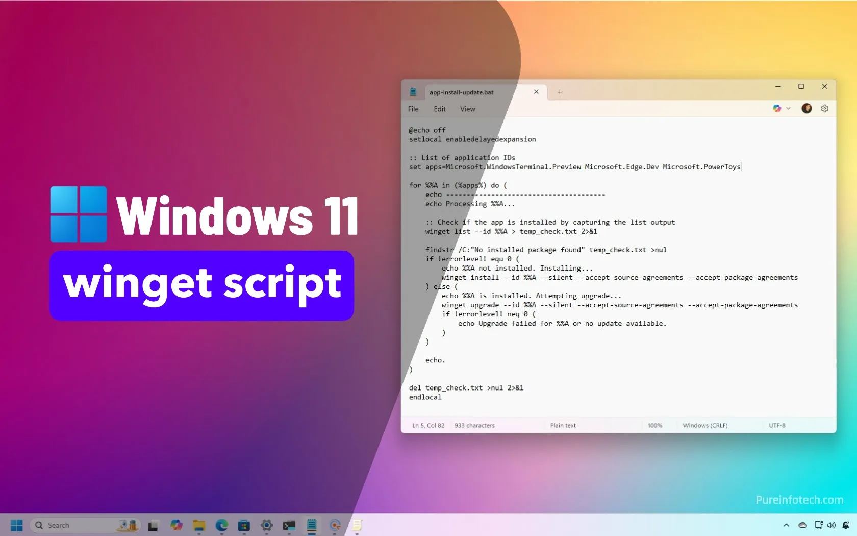 Install and update apps winget script