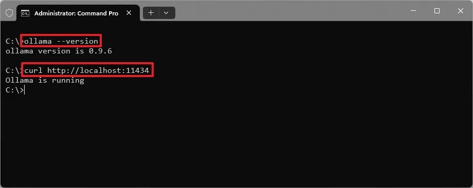 Ollama check version command
