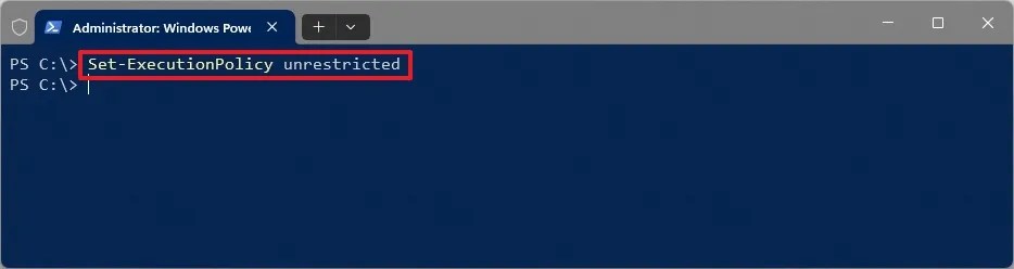 PowerShell unrestricted execution policy