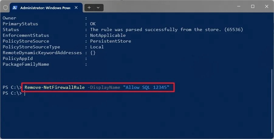 PowerShell delete remove firewall rule