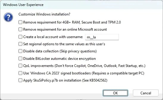Rufus user experience settings