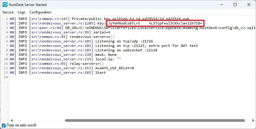 RustDesk find server key