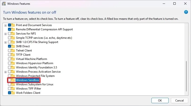 Disable Windows Sandbox