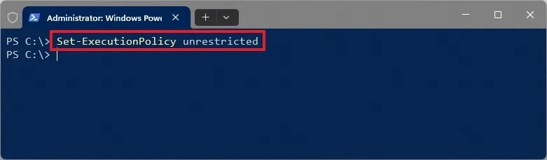 Set-ExecutionPolicy unrestricted