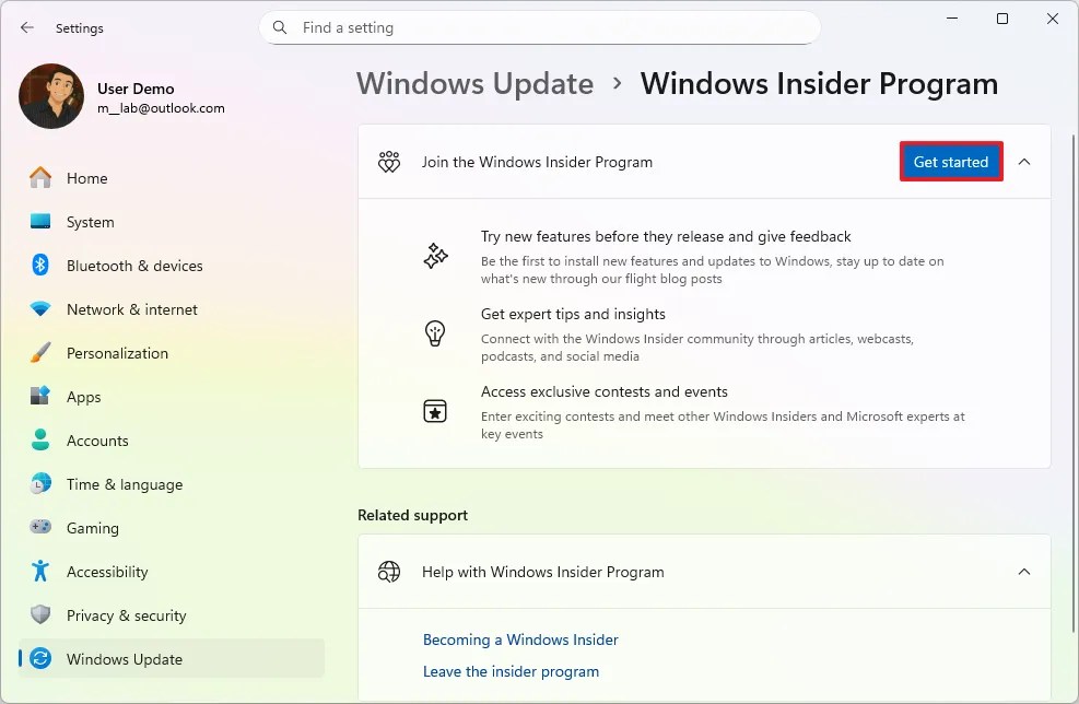 Windows 11 Insider start enroll