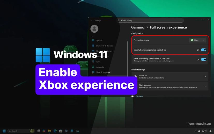 Xbox full screen experience settings