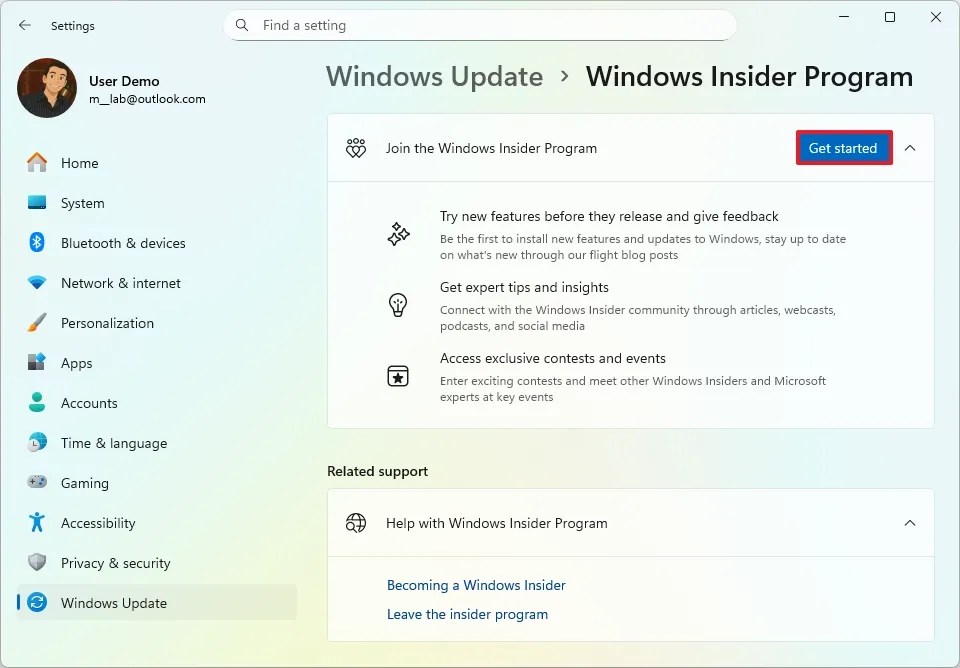 Windows 11 Insider start enroll