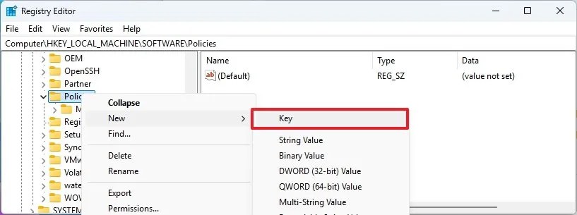 Registry Policies Google