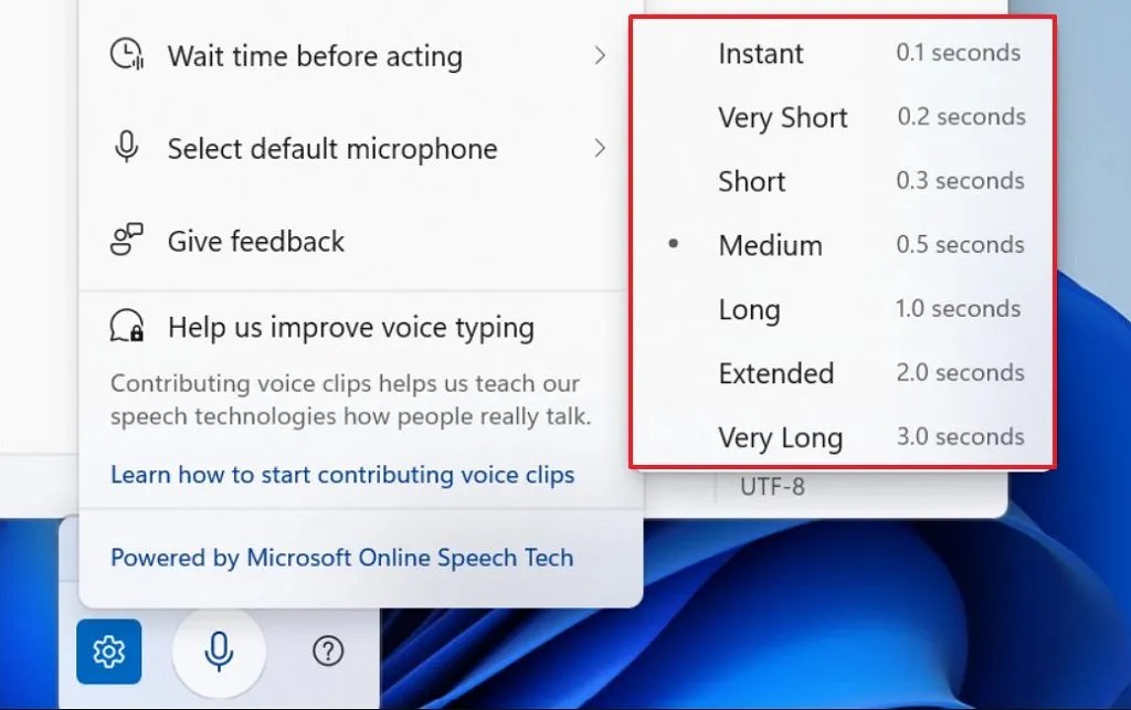 Wait time before acting for Voice Access