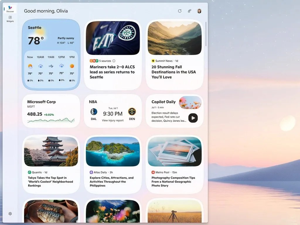 Widgets dashboard new design