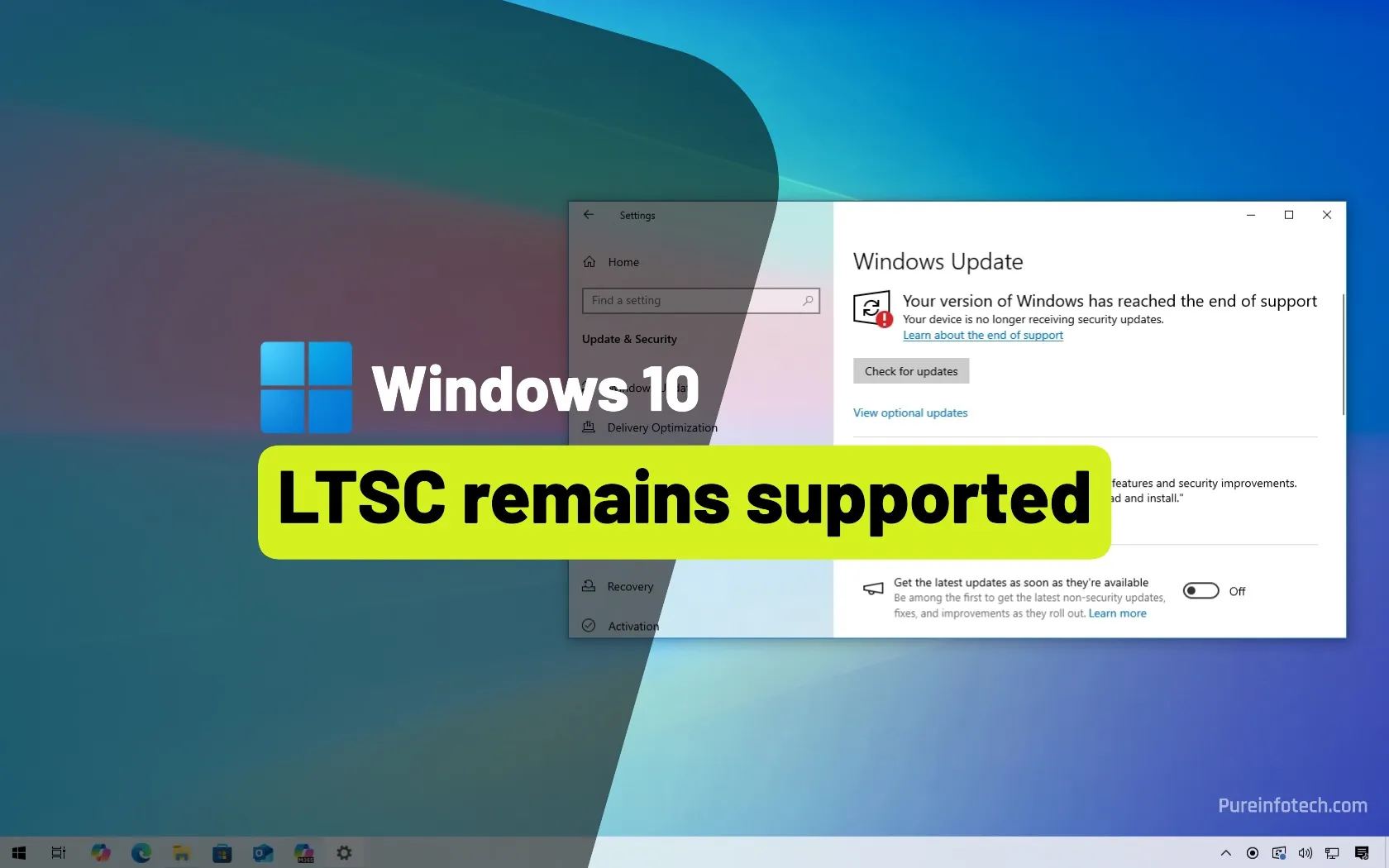 Windows 10 LTSC wrong support message / Image: Mauro Huculak