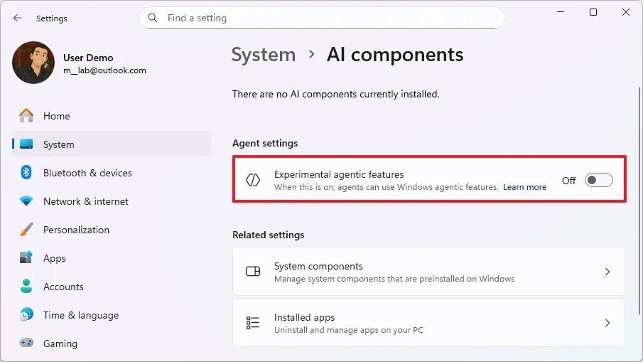 Disable Experimental agentic features