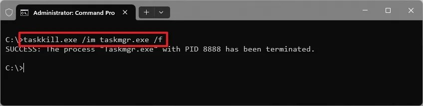 Windows 11 taskkill for Task Manager