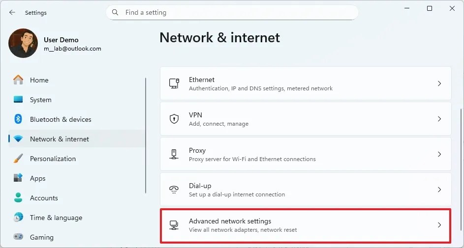 Advanced network settings