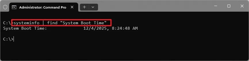 Command Prompt check PC uptime