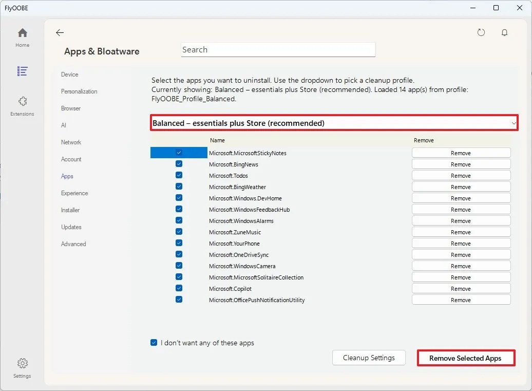 FlyOOBE debloat Windows 11