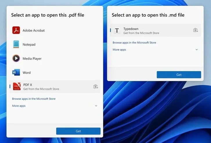 Open With with Microsoft Store option