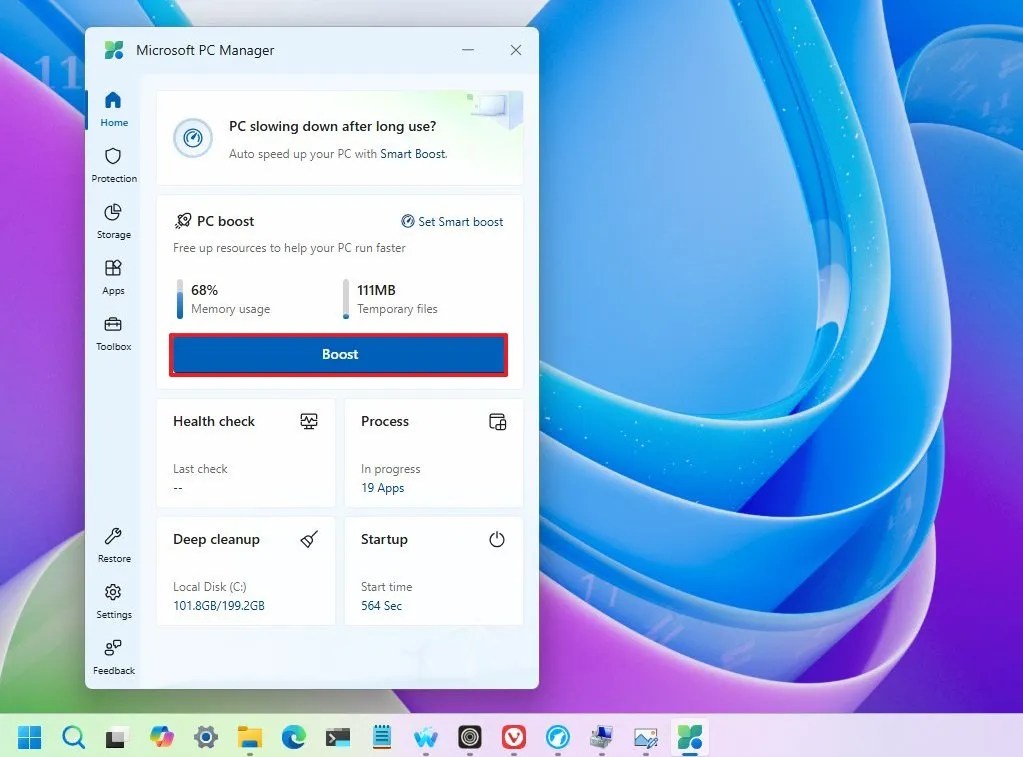 PC Manager reduce RAM option