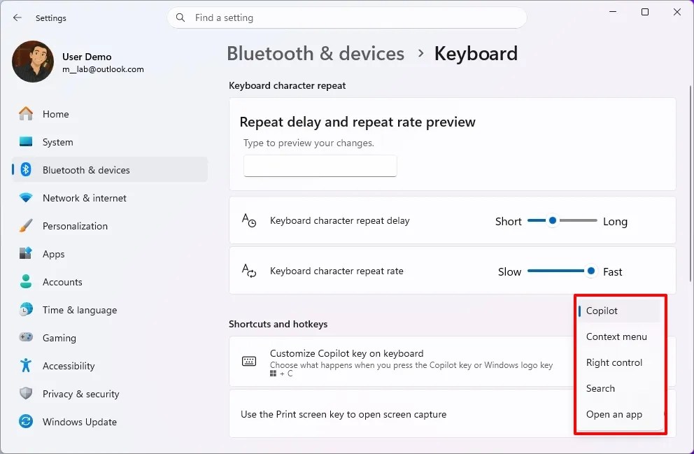Customize Copilot key setting