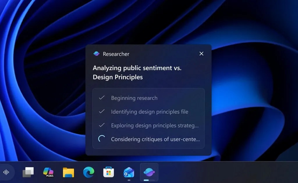 Taskbar AI agent in progress