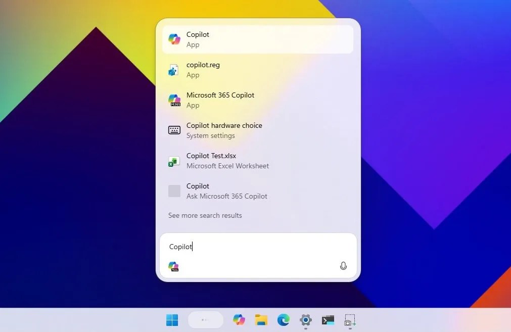 Taskbar with Ask Copilot