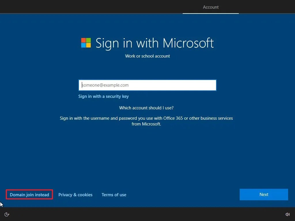 Domain join instead option