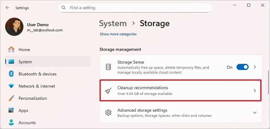 Cleanup recommendations