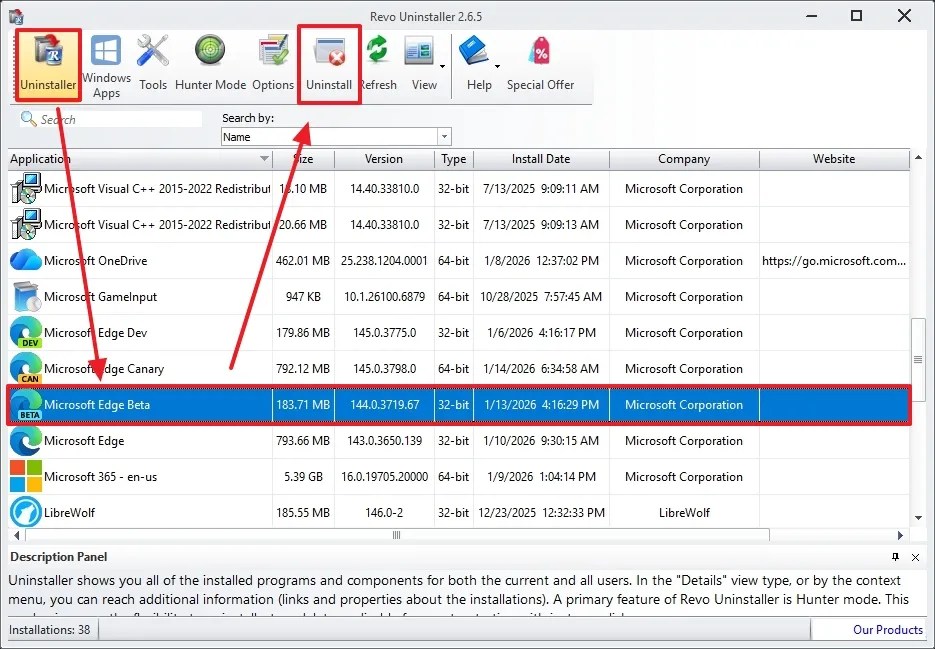 Revo Uninstaller uninstall app on Windows 11