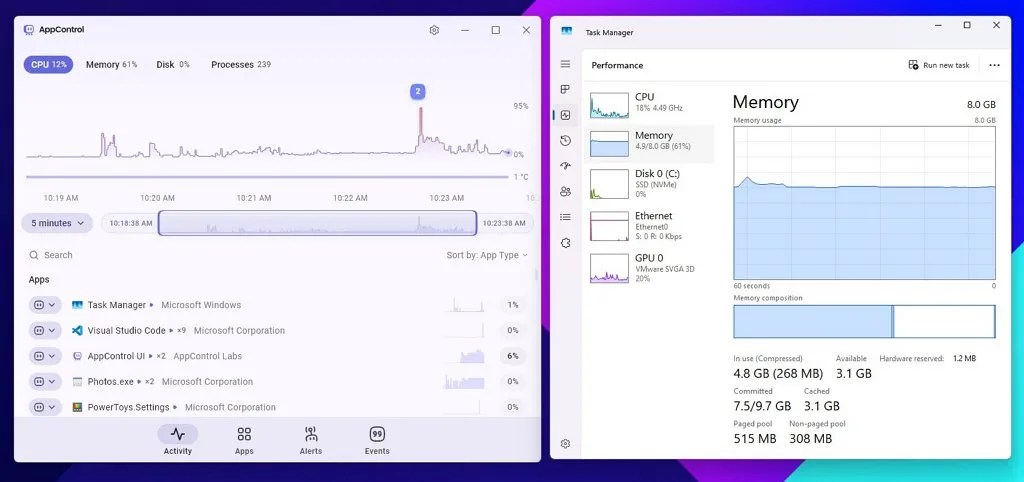 AppControl and Task Manager UI