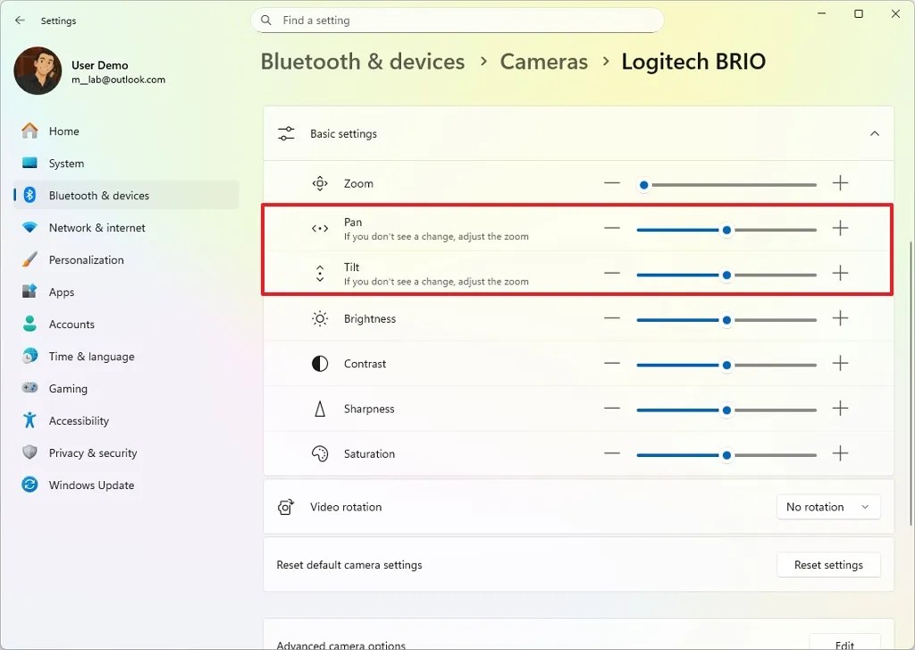 Camera new Pan and Tilt