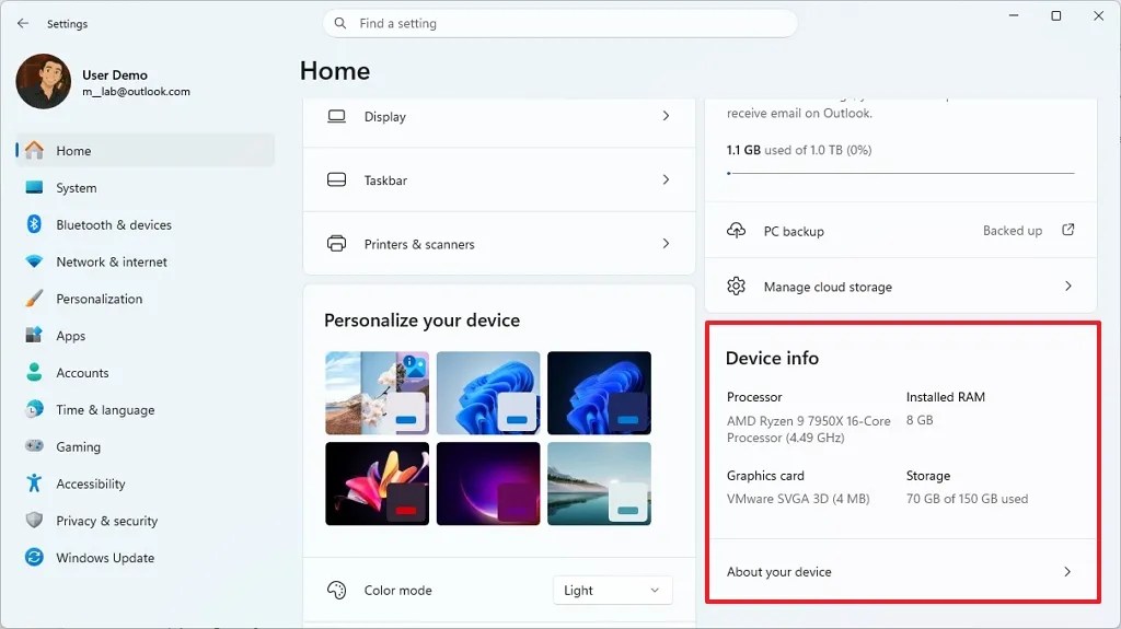Settings Device info updated / Image: Mauro Huculak