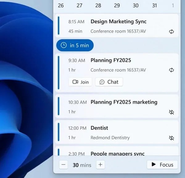Taskbar Notification with Agenda