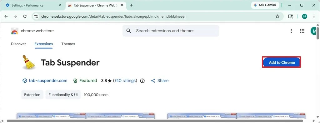 Install Tab Suspender in Chrome