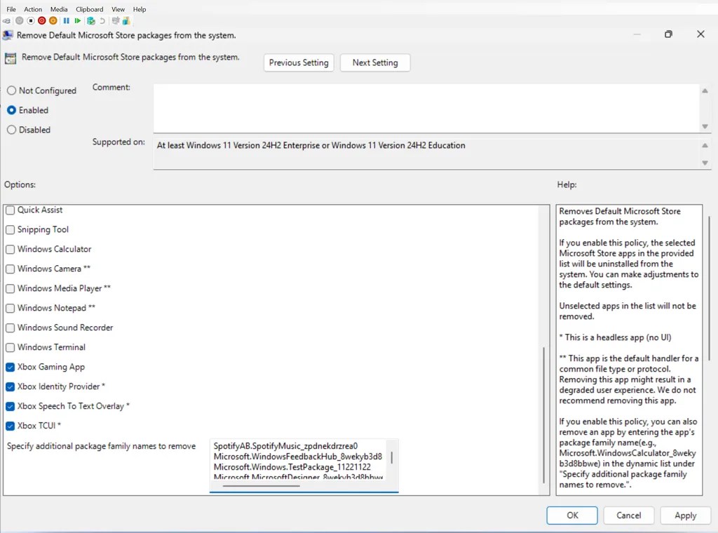 Remove Default Microsoft Store packages from the system