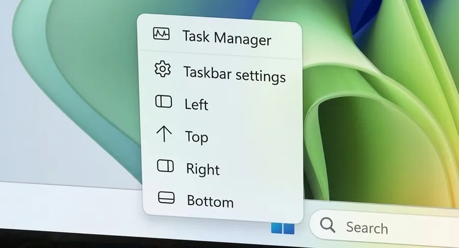 Taskbar reposition options