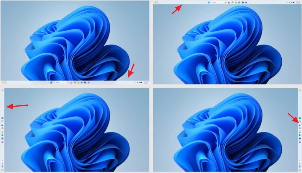 Taskbar in different positions
