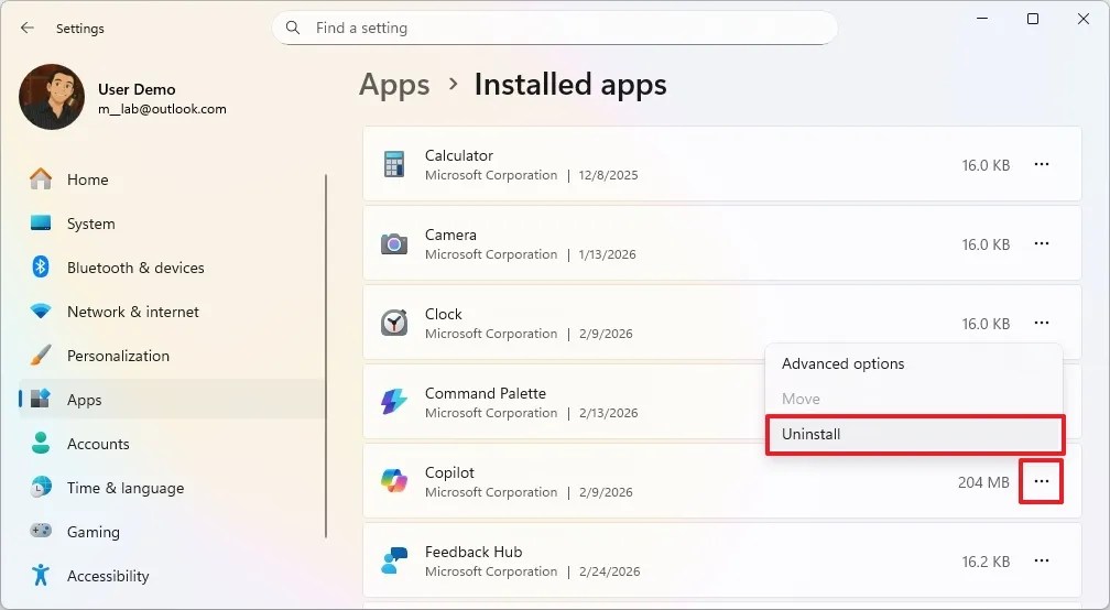 Windows 11 uninstall apps