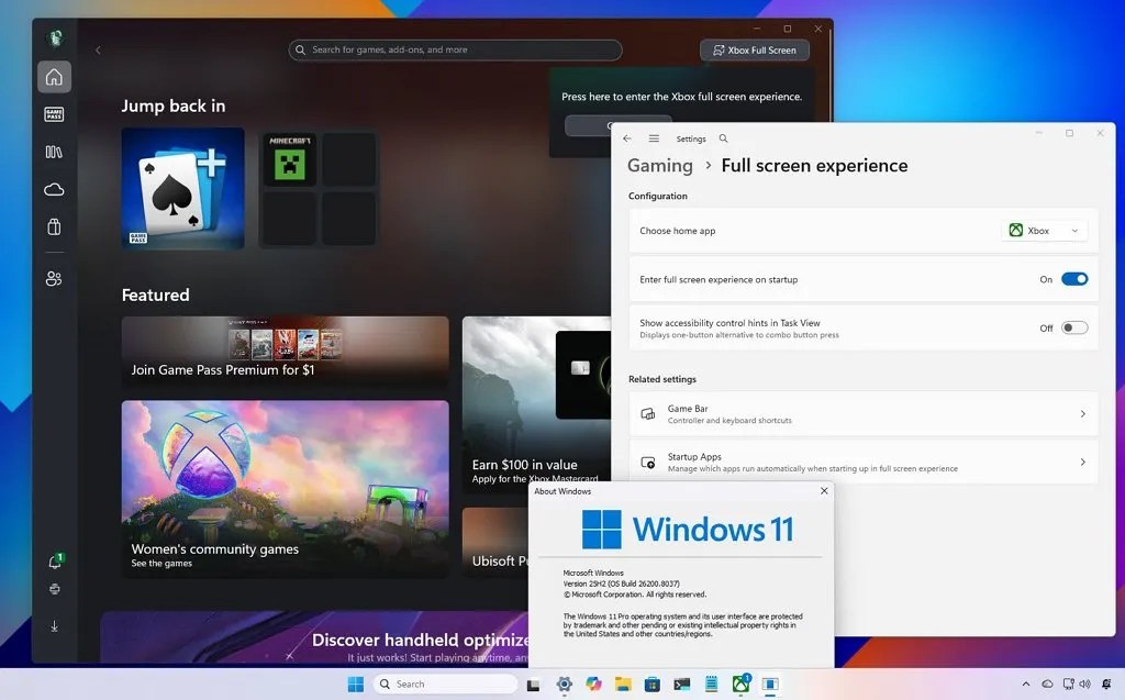 Windows 11 with Xbox mode enabled