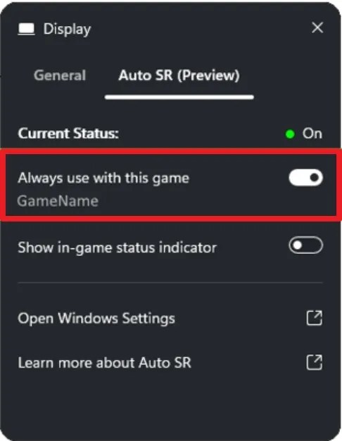 Xbox Ally X enable Auto SR