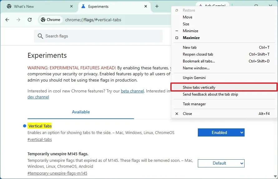 Chrome Show tabs vertically