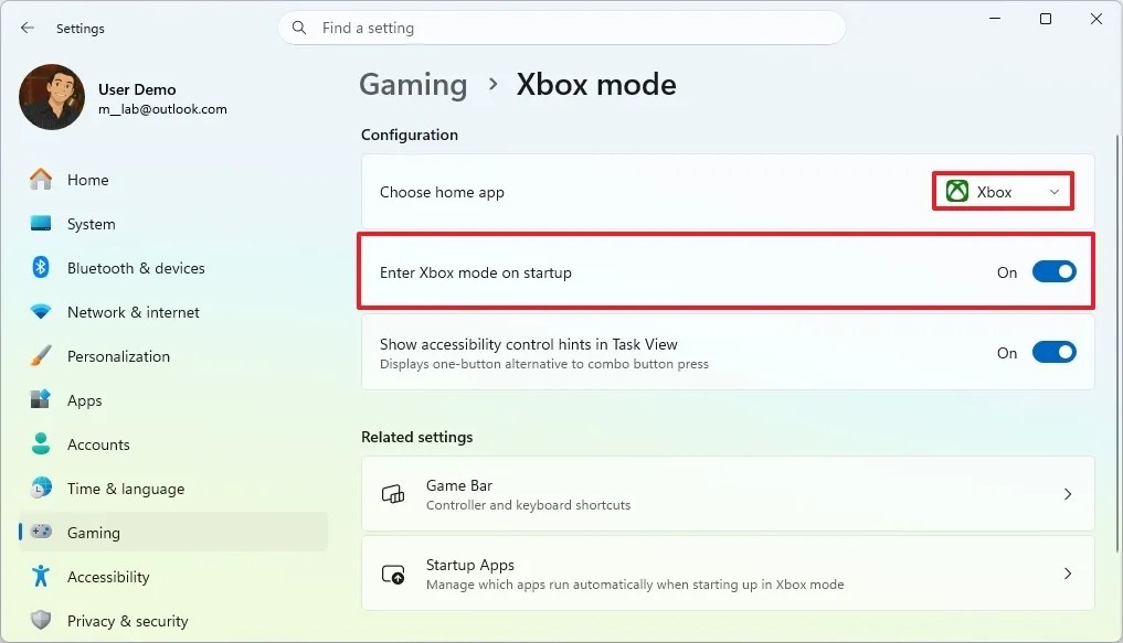 Enable Xbox mode