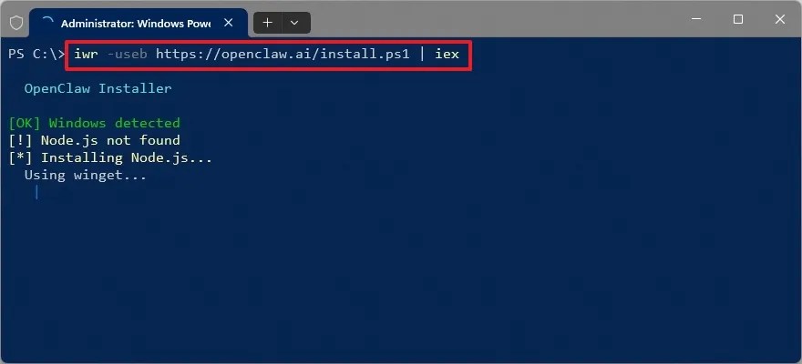 Install OpenClaw via PowerShell
