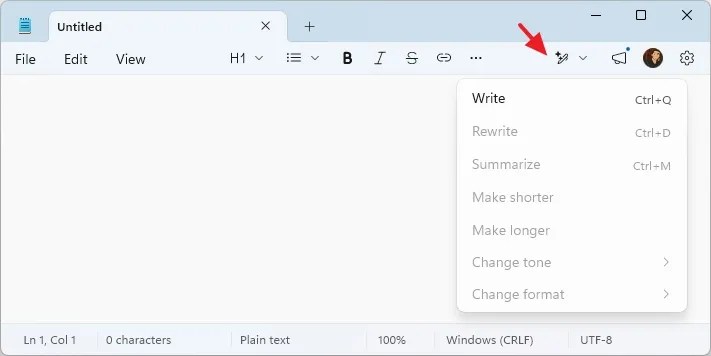 Notepad new Writing Tools