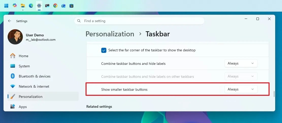 Smaller Taskbar option