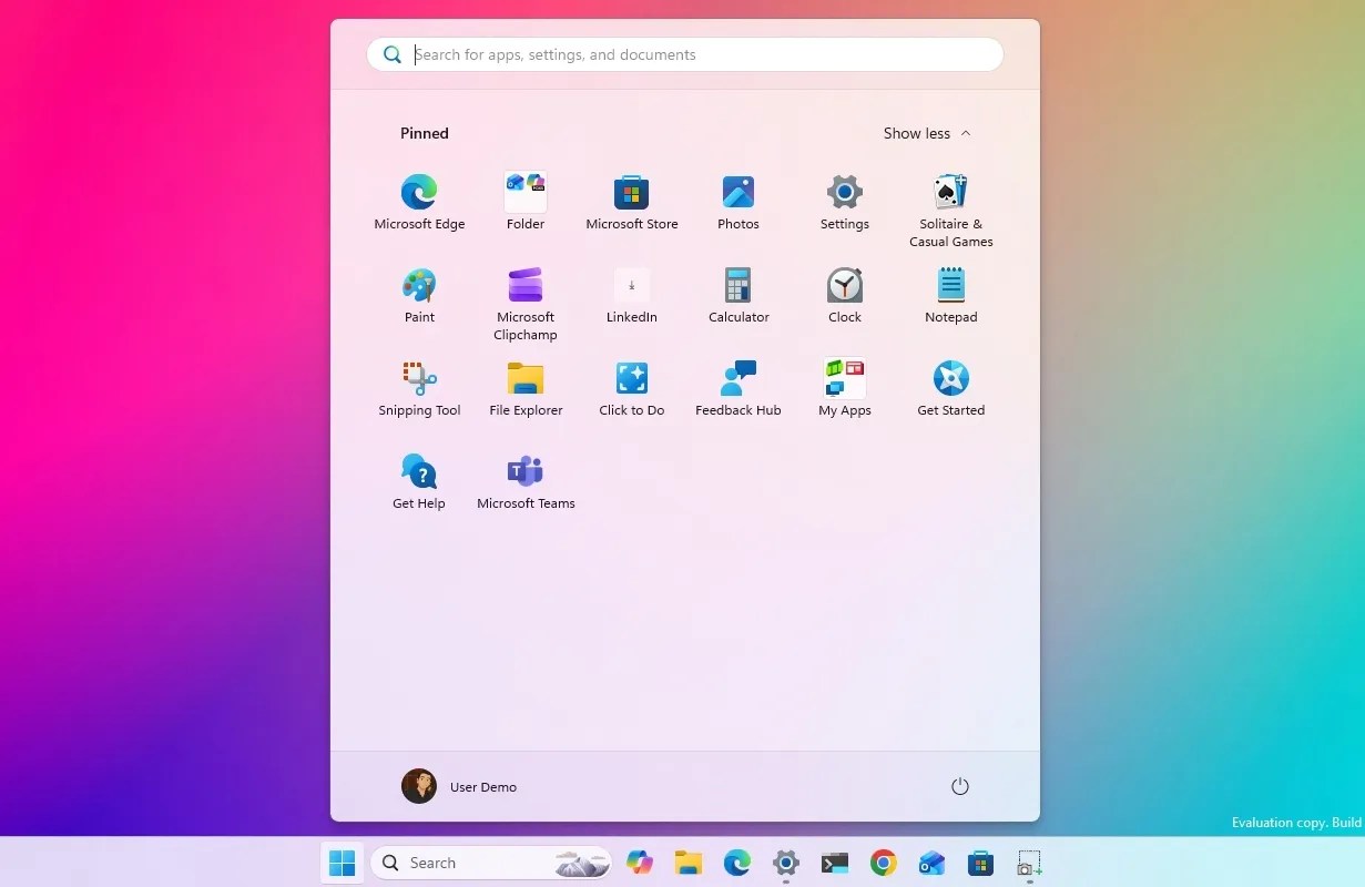 Start menu smaller layout
