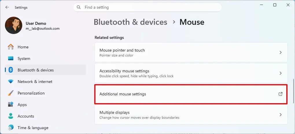 Additional mouse settings