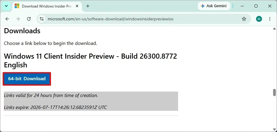 Microsoft download Windows 11 26H2 ISO