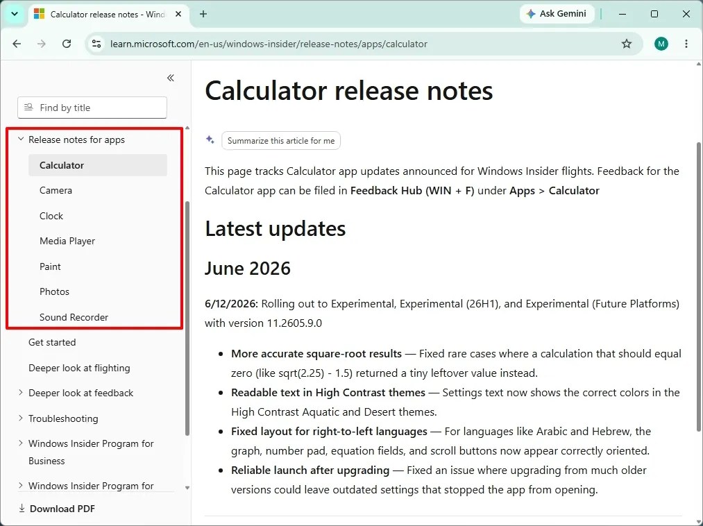 Release notes for apps